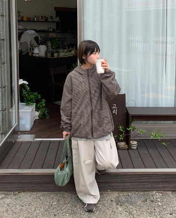 Groua Check Over Hood Windbreaker